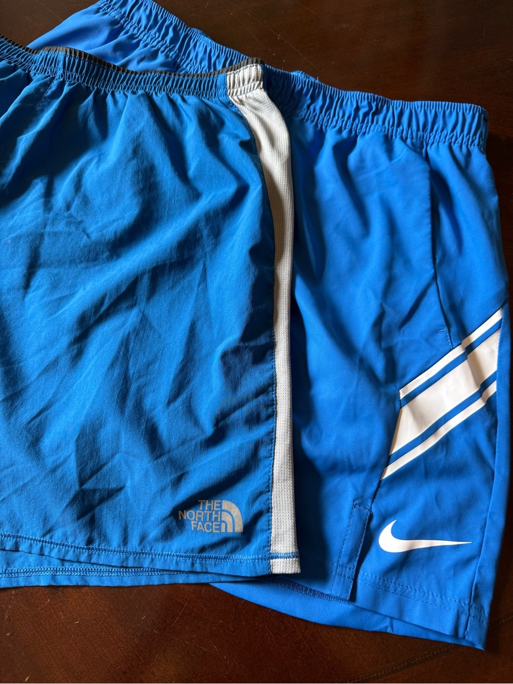 Nike & The North Face Shorts Lot of 2 Elastic Waist Drawstring Size L Blue